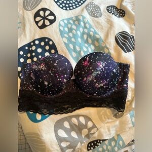 Victoria’s Secret VSX VS Pink Galaxy Black Lace Strapless Bra 34B